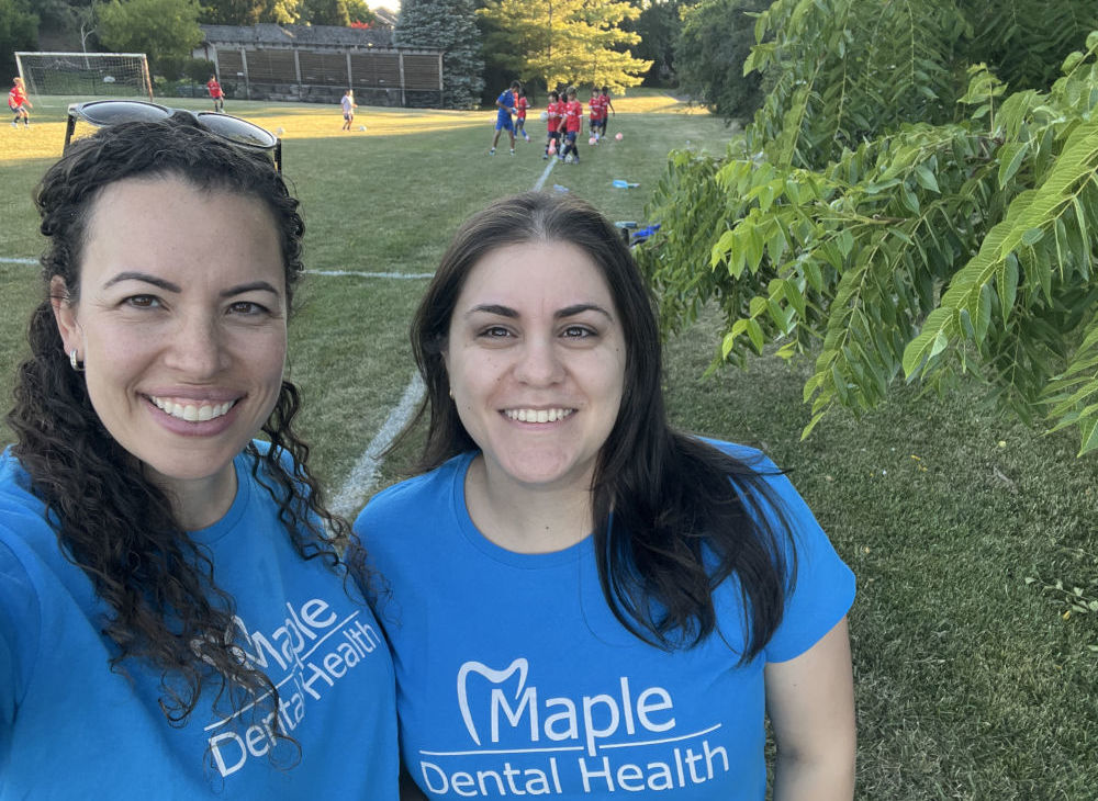 Maple Dental Health team members supporting KNSC Lions soccer practice in Kleinburg